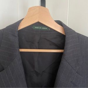 LAUREN RALPH LAUREN 2 Button Gray Wool Stripe Sport Coat Blazer Men 48L *NOTE